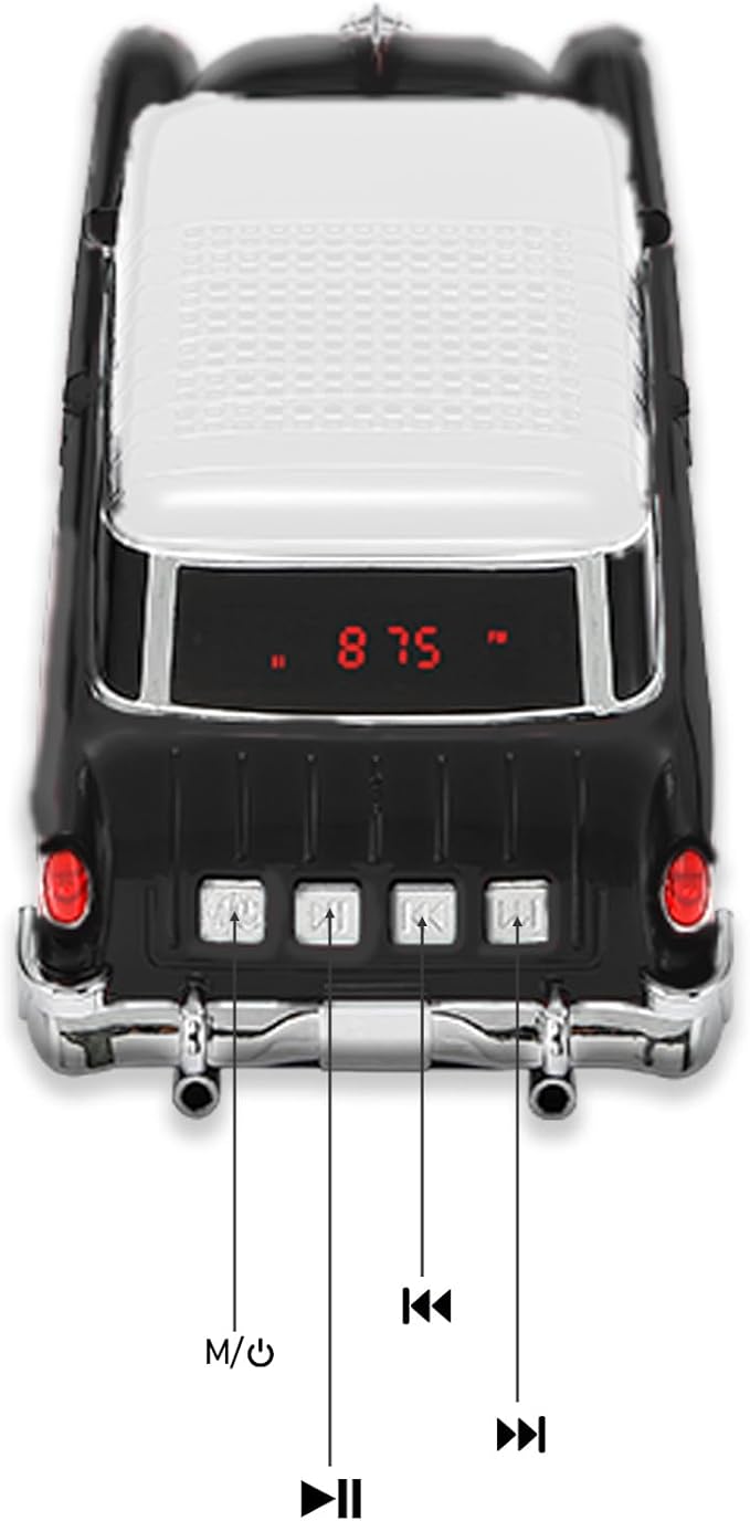 Retro car-shaped Bluetooth speaker, high-definition sound quality, TWS pairing, multiple interface outputs, truck model Bluetooth speaker, suitable for desktop decoration, parties, beach (BLACK)
