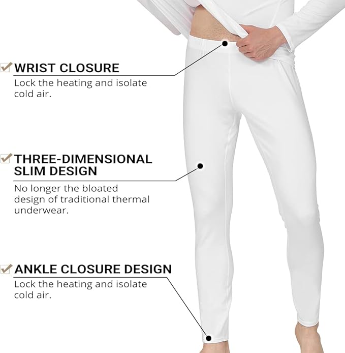 HEROBIKER Long Johns Thermal Underwear for Men Skiing Winter Warm Hunting Gear Fleece Lined Base Layer Set Top Bottom