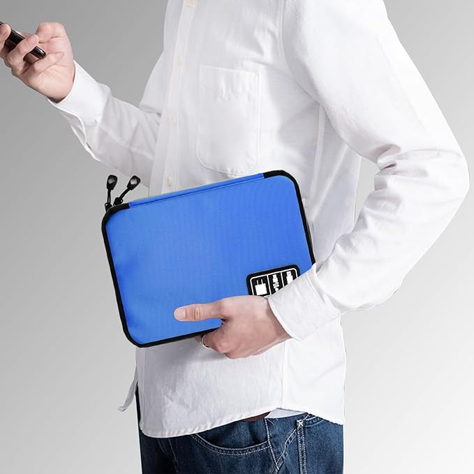 Electronics Organizer Travel Case,Electronic Accessories Storage Bag,Portable Waterproof Cable Organizer Bag,Travel Cord Organizer Bags for Small Charging Cord Storage,SD Card-Royal Blue