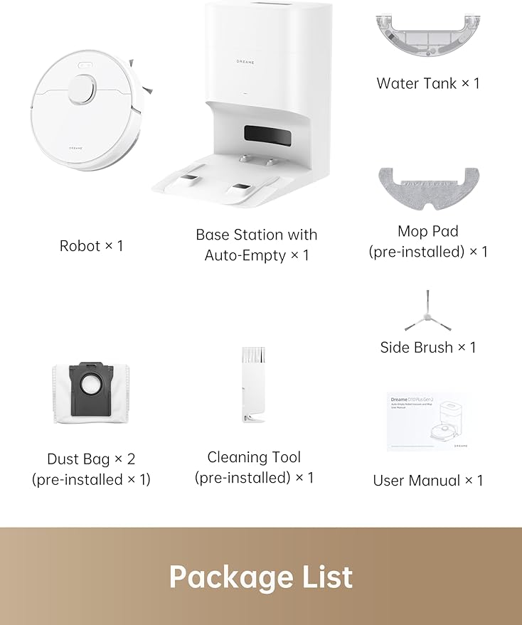 DREAME D10 Plus Gen 2 Robot Vacuum and Mop with Self Emptying Base for 90 Days of Cleaning, 6000 Pa Suction and LiDAR Navigation, Obstacle Avoidance, Wi-Fi Connected