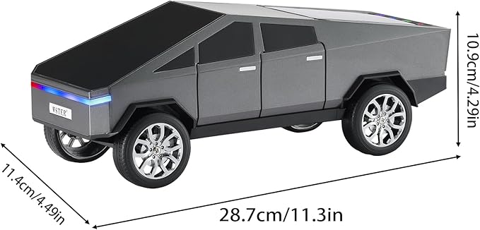 Futuristic Pickup Truck Bluetooth Speaker with LED Display Screen β TWS Stereo, FM Radio, USB/TF Playback, LED Headlights, Built-in Mic, Gift for Truck Fans, Auto Style Lovers&Tech Collectors (Silver)