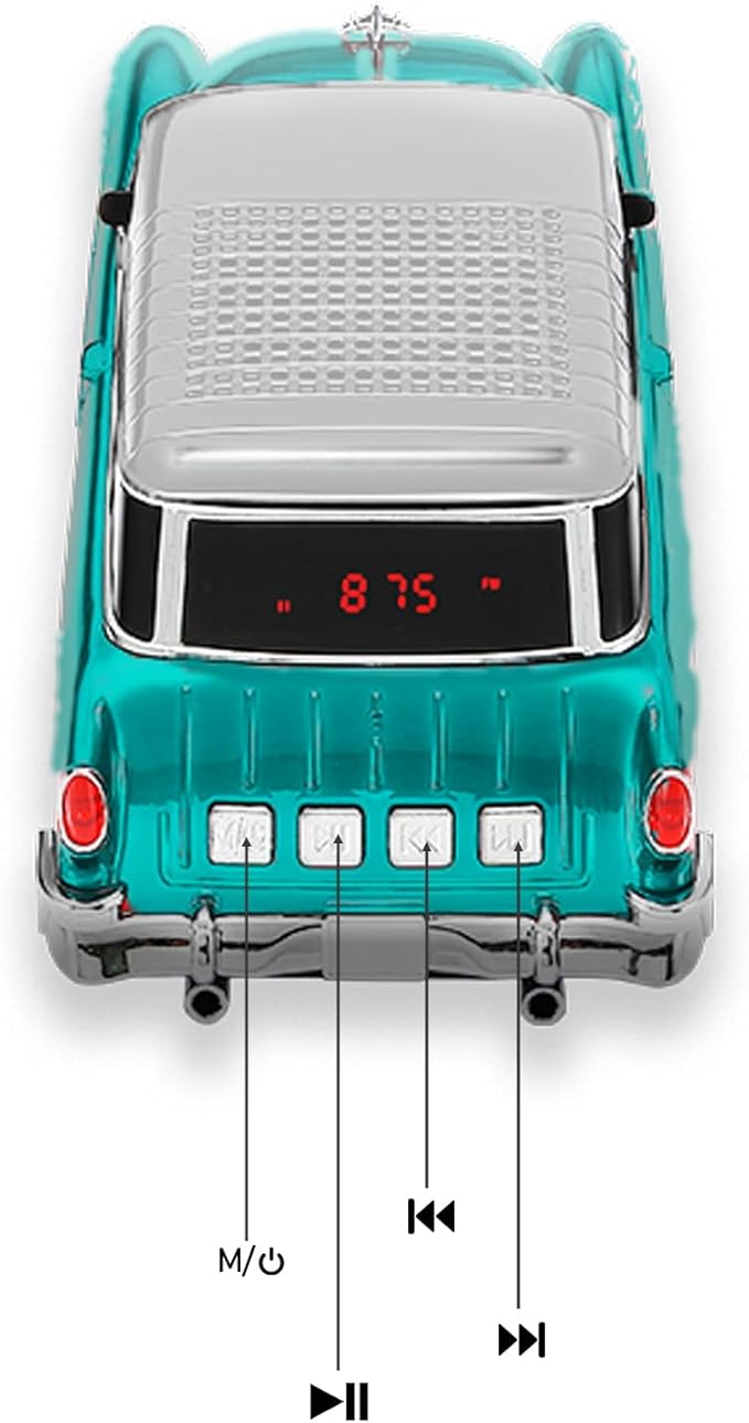 Retro car-shaped Bluetooth speaker, high-definition sound quality, TWS pairing, multiple interface outputs, truck model Bluetooth speaker, suitable for desktop decoration, parties, beach (GREEN)