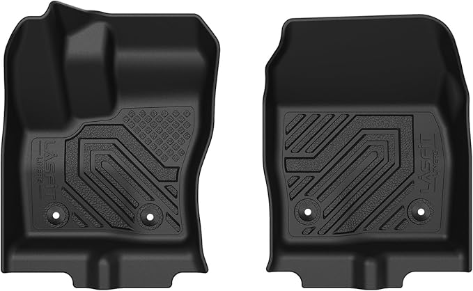 LASFIT Front Floor Mats for Ford Transit Connect 2014-2021 Vinyl Floor with Floor Posts All Weather Protector TPE Car Floor Liner for Transit Vans, 1st Row Only, Black