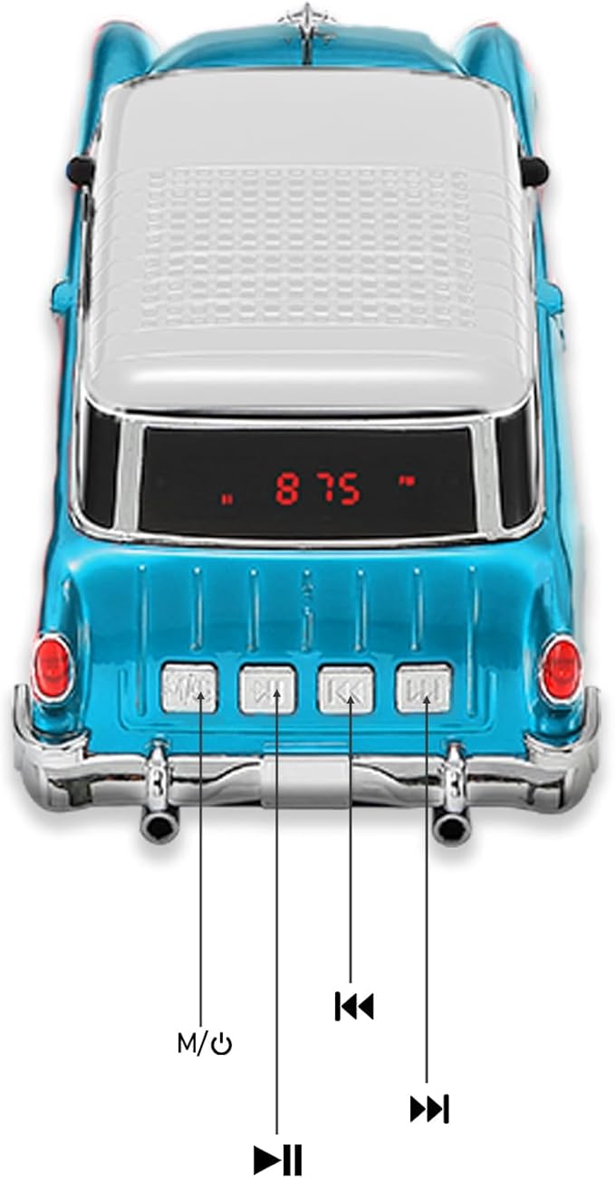Retro car-Shaped Bluetooth Speaker, high-Definition Sound Quality, TWS Pairing, Multiple Interface outputs, Truck Model Bluetooth Speaker, Suitable for Desktop Decoration, Parties, Beach (Blue)