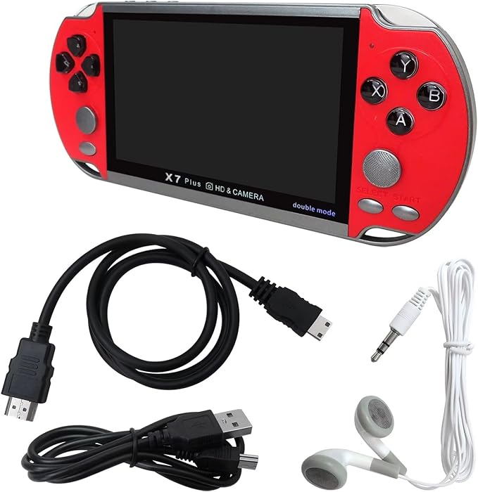 10000 Games Built-in Retro Portable Mini Handheld Video Game Console 8-Bit 5.1Inch Color LCD Game Player Built-in 10000 Games Birthday Gifts Presents (Red)