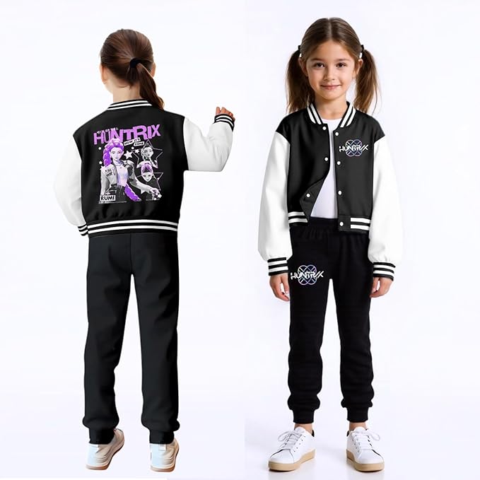 HUEAHDOU Demon Movie Hunters Unisex Kids Cute Cartoon Hoodie Set Kids Casual Long Sleeve Pullover Sweatshirt and Pants Set