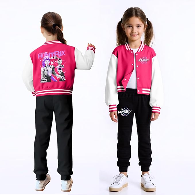 HUEAHDOU Demon Movie Hunters Unisex Kids Cute Cartoon Hoodie Set Kids Casual Long Sleeve Pullover Sweatshirt and Pants Set