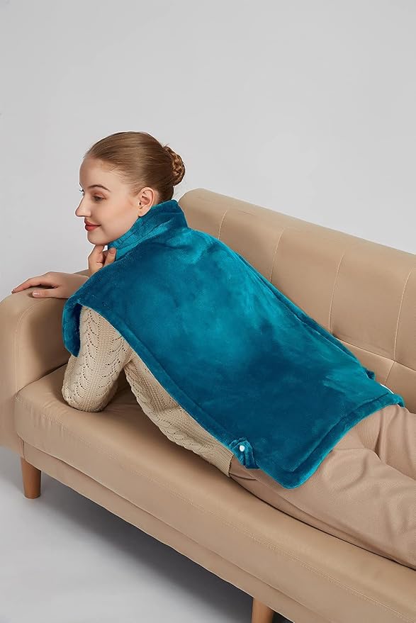Ruqiji 26" x 35" Neck&Shoulder&Back Heating Pad with12 Temperature Settings, Pain Relief for Back/Neck/Shoulders/Menstrual Pain, Christmas Gifts for Women Men Mom Dad-Light Teal