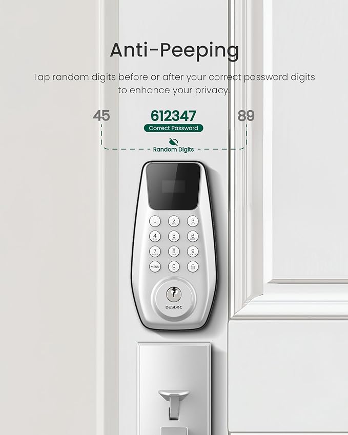 DESLOC C100 Keyless Entry Door Lock with Keypad, Smart Deadbolt Lock for Front Door with 2 Keys, Auto Lock, Easy Installation, 100 PIN Codes, IP54 Waterproof, BHMA Grade 3, Silver