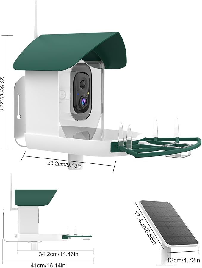 Bird Feeder with Camera,AI Identify Birds Species,Smart Birds Camera with Solar Powered,Auto Record FHD Feather Visitor Video in Backyard,Patio,Instant Notifications,Ideal Gifts for Bird Lovers
