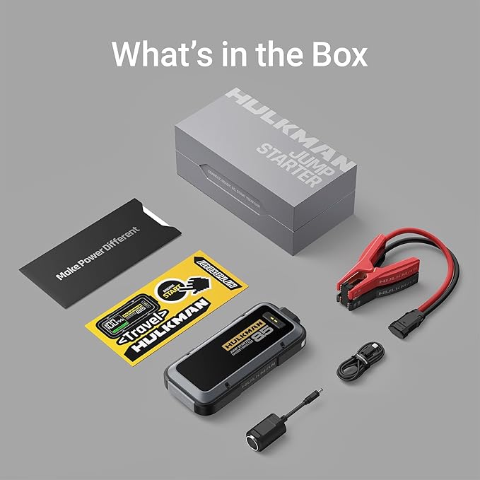 Hulkman Alpha85S,Space Gray, 2000A 74Wh Smart Jump Starter with -40℉ Start Tech, 12V Portable Car Battery Booster, 3.3" LED Display, USB-C Power Pack, Jumper Cables for up to 8.5L Gas/6.0L Diesel