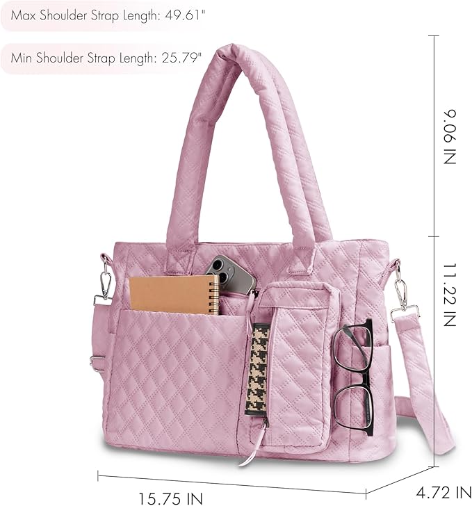 Tote Bag for Women Purses and Weekender Bags Quilted Shoulder Bags 2PCS with Zipper