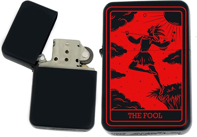Custom Tarot Card - 24 Major Arcana Cards Available Laser Engraved Unique Collectible s Infinity Black Matt Windproof Lighters! (The Fool 2) - Christmas, Halloween & Valentines Day Gift