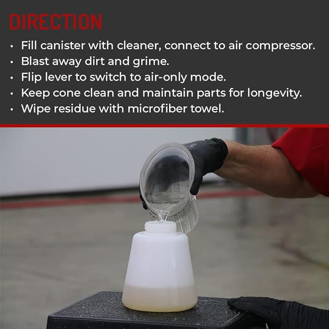 HI-TECH Vortex I Air Cleaning Gun – Deep Cleans Auto Interiors & Exteriors – Compressed Air Powered – Car Detailing Tool for Dirt, Dust, Grime & Stains