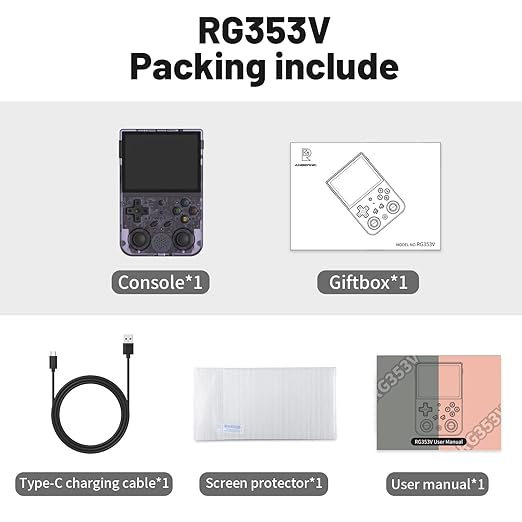 RG353V Retro Handheld Game with Dual OS Android 11 and Linux,RG353V with 64G TF Card Pre-Installed 4452 Games Supports 5G WiFi 4.2 Bluetooth Online Fighting,Streaming and HDMI