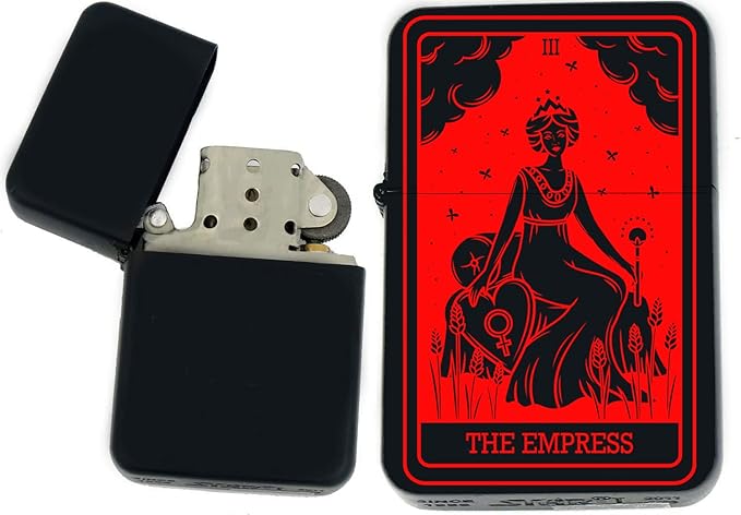 Custom Tarot Card - 24 Major Arcana Cards Available Laser Engraved Unique Collectible s Infinity Black Matt Windproof Lighters! (The-Empress Red) - Christmas, Halloween & Valentines Day Gift