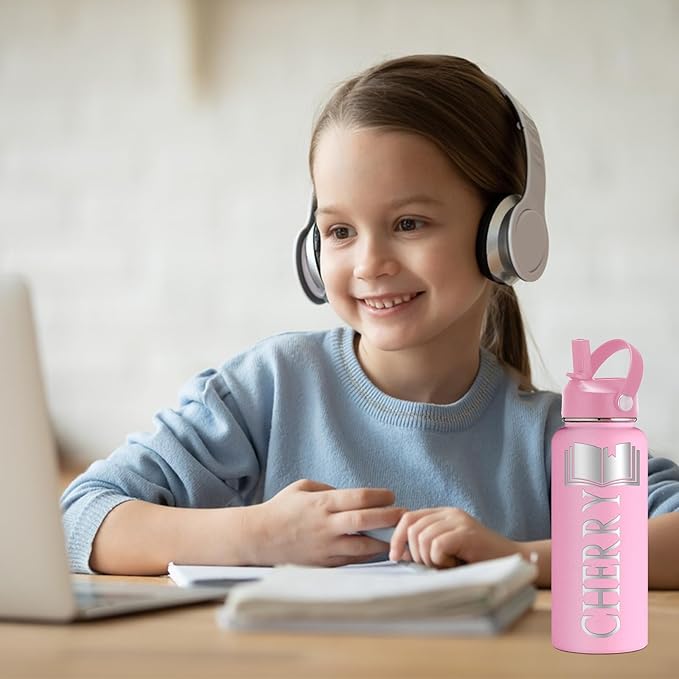 Custom Water Bottle 12/18/24/32/40oz Personalized Water Bottles for Kids Engraved Name Personalized Stainless Steel Water Bottles with Straw Lid