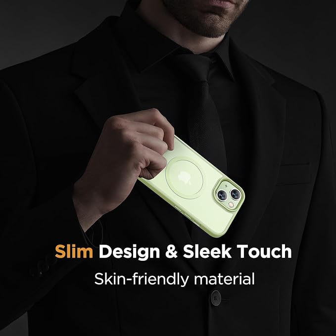 Miracase Magnetic for iPhone 15 Plus Case 6.7 inch (Compatible with MagSafe)(with 2X Screen Protectors) Military-Grade Protection, Anti-Fingerprint Translucent Matte Phone Cover, Light Green