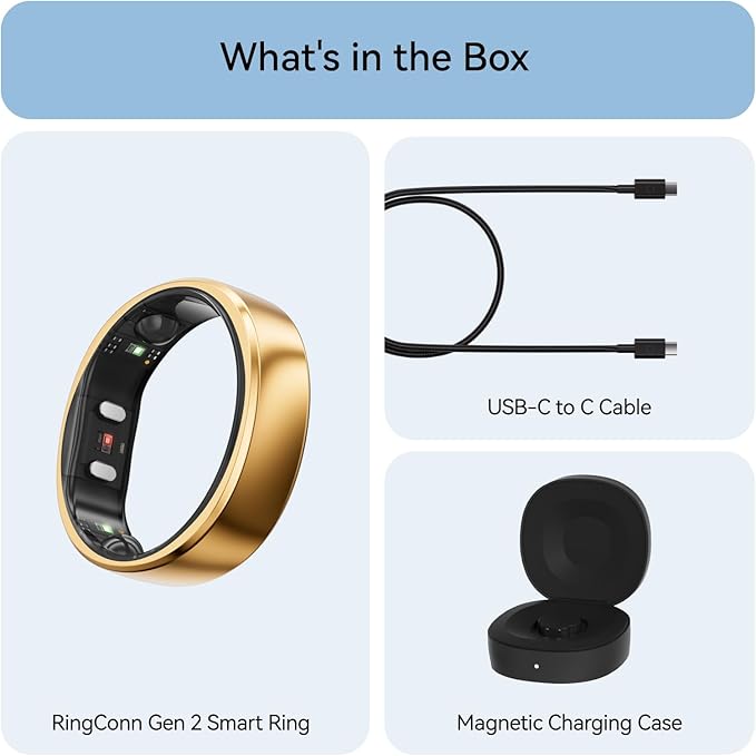RingConn Gen 2, World’s First Smart Ring with Sleep Apnea Monitoring, No APP Subscription, 12-Day Battery Life, Stress/Heart Rate/Women's Health Tracker, Android & iOS Compatible (Rose Gold, Size 11)