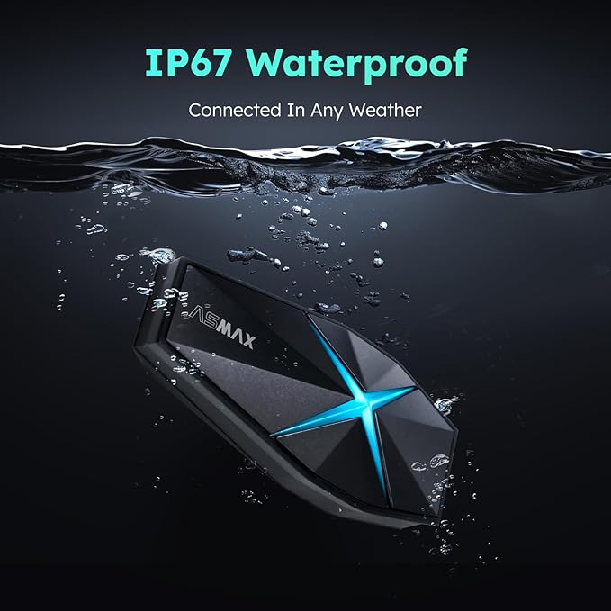 F1 Motorcycle Bluetooth Headset with Smart Voice Control, 10 Riders Mesh Helmet Communication Systems, Noise Cancellation/APP FOTA/Magnet Base, 5mi Long Distance Intercom for Snowmobile/Ski