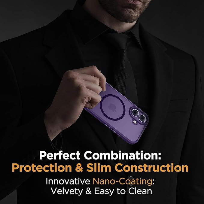 Miracase Magnetic for iPhone 17 Case (Compatible with MagSafe) with Screen Protector Military-Grade Protection, Anti-Fingerprint Translucent Matte Phone Cover for iPhone 17 6.3 inch, Dark Purple