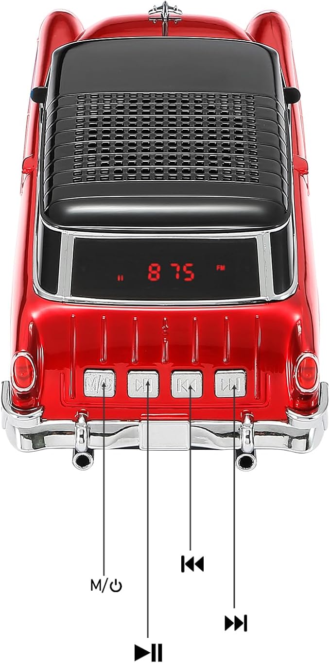 Retro car-Shaped Bluetooth Speaker, high-Definition Sound Quality, TWS Pairing, Multiple Interface outputs, Truck Model Bluetooth Speaker, Suitable for Desktop Decoration, Parties, Beach (RED)