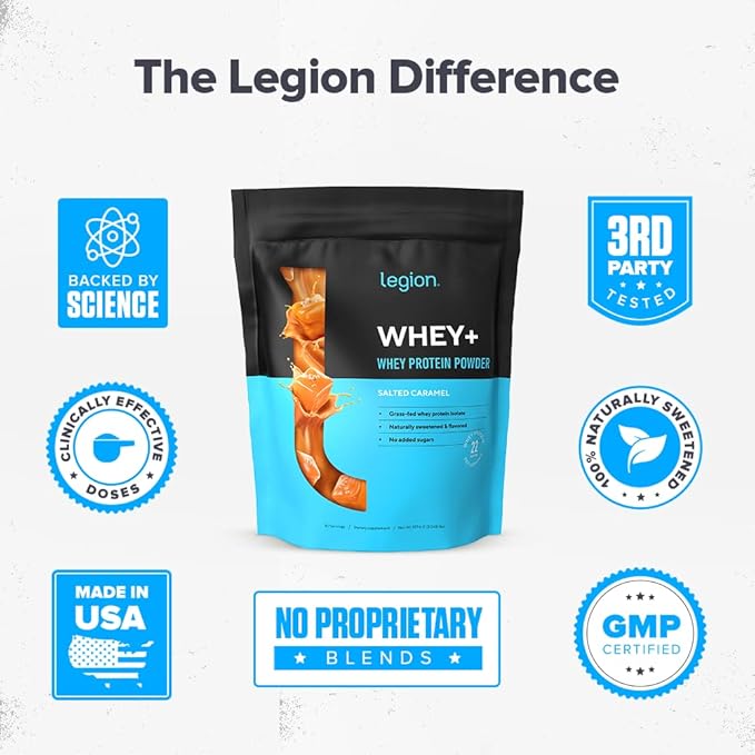 LEGION Whey+ Protein Whey Isolate from Grass Fed Cows - Whey Protein Isolate Powder Low Calorie, Non-GMO, Sugar Free, Lactose and Gluten Free, All Natural Protein Powder for Men & Women, 30 Servings