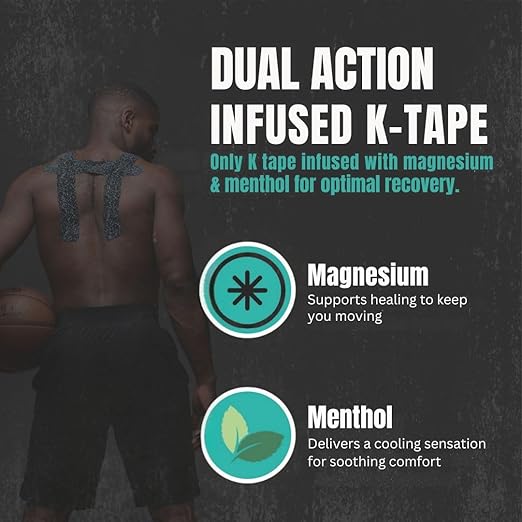 Heali Kinesiology Tape with Magnesium and Menthol, Bulk Roll, 115ft x 2in, Uncut K Tape, Knees, Back, Physical Therapy Sports Tape for Muscles and Joints Water Resistant, Blue Splatter