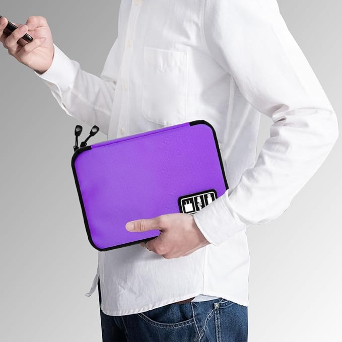 Electronics Travel Organizer,Portable Waterproof Electronic Travel Storage Bag for Small Charging Cord Storage,Charger,SD Card etc,for Travel,Business-Purple Green