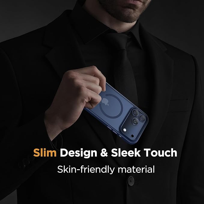 Miracase Magnetic for iPhone 17 Pro Max Case (Compatible with MagSafe) with Screen Protector Military-Grade Protection, Anti-Fingerprint Matte Phone Cover for iPhone 17 Pro Max 6.9 inch, Blue
