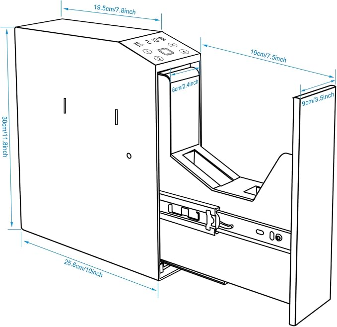 Biometric Slider Handgun Gun Safe with LCD Screen of Temp Humidity Time for Nightstand, Desk, Bed Side, Wall, Truck