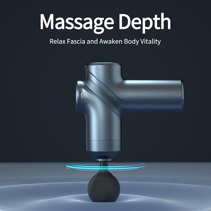 Massage Gun Deep Tissue,Small Travel Percussion Massage Gun with 4 Massage Heads 6 Speeds for Relieving Muscle Soreness for Office Gifts(Blue)