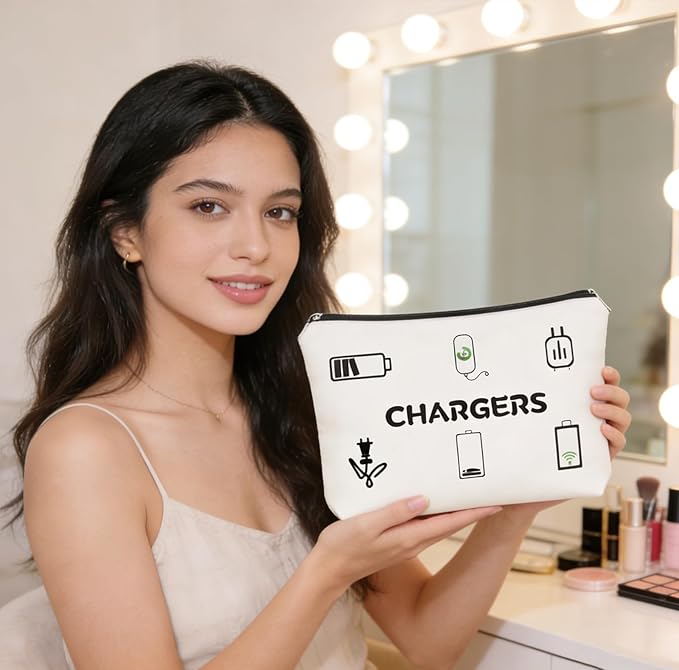 Charger Makeup Bags, Cables Organizer Bag Gifts, Travel & Small Cosmetic Zipper Pouch, Suitable for Travel Or Vacation Toiletries, Daily Use for Birthday Women And Girls Gifts