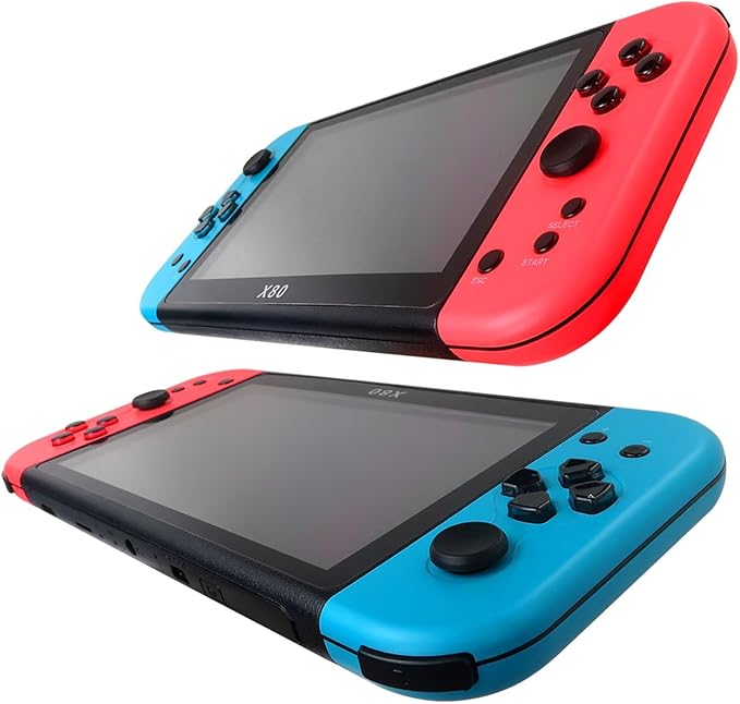 Portable Retro Game Console X80 with 7 Inch Display and 16GB Memory Built-in Many Games - Blue and Red