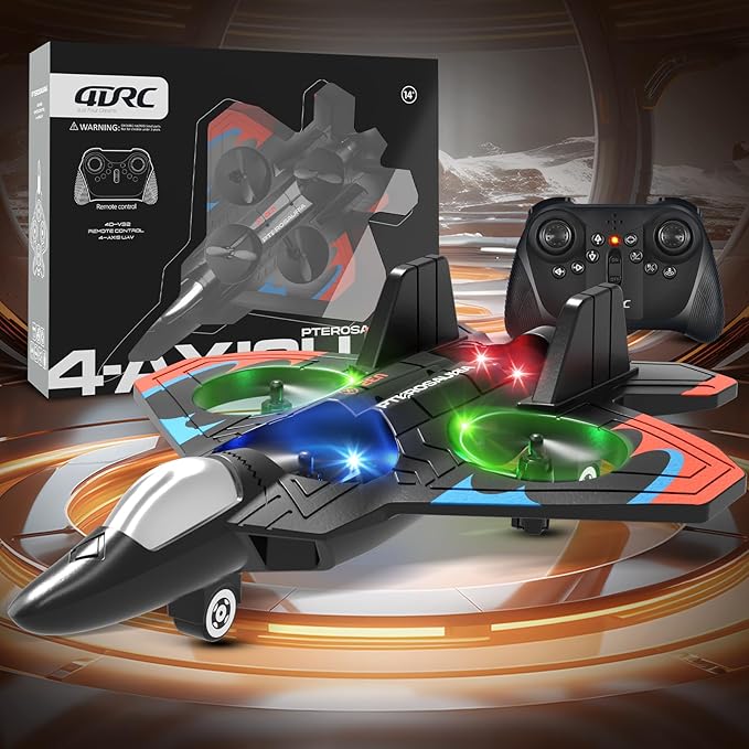 4DRC V32 Foam RC Planes with 3 Batteries, RC Planes for Kids Adults, RC Airplane Helicopter Drone Fighter Jet with Light, 360° Flip, Stunt Roll, Airplane Toy Gifts for Kids Boys Adults Beginners
