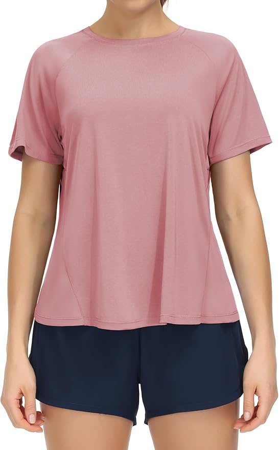 THE GYM PEOPLE Women's Short Sleeve Workout Shirts Breathable Yoga T-Shirts with Side Slits Athletic Tee Tops