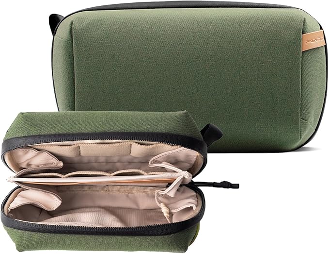 PGYTECH Travel Tech Organizer, Waterproof Tech Pouch, Electronics Accessories Organizer Travel Carrying Case, Organizer Bag for Cord, Phone Batteries, Charger,Photography SD Card, Green