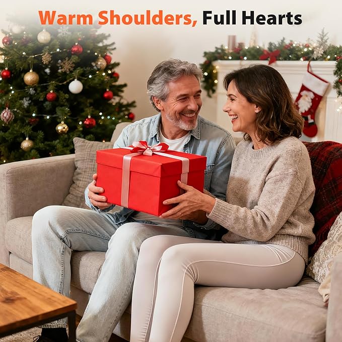 Weighted Heating Pad for Neck Shoulder Pain Relief, Cordless Electric Neck Shoulder Back Heating Pad Wrap 4 Heat Options & 5 Auto Timer Mode-Christmas Gifts for Mom Women