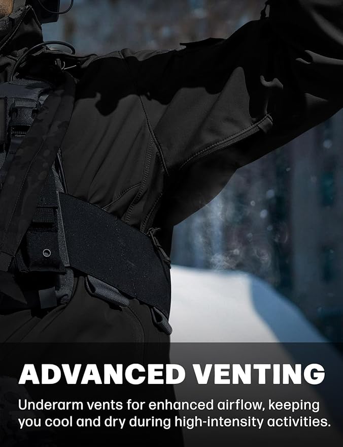CQR Men's Tactical Softshell Jacket, Winter Warm Fleece Lined Coat, Water Resistant Outdoor Hunting Hiking Rain Windbreaker