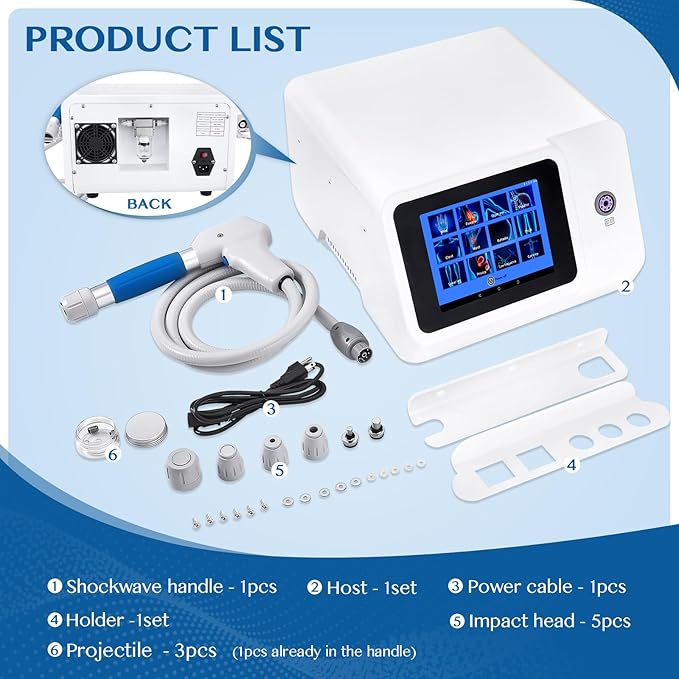Shockwave Therapy Machine for Joint/Muscle Pain Relief, FSA/HSA Eligible Shockwave Therapy, Non-Invasive Extracorporeal ESWT Shock Wave Therapy Device, Ideal for Home & Clinical Use