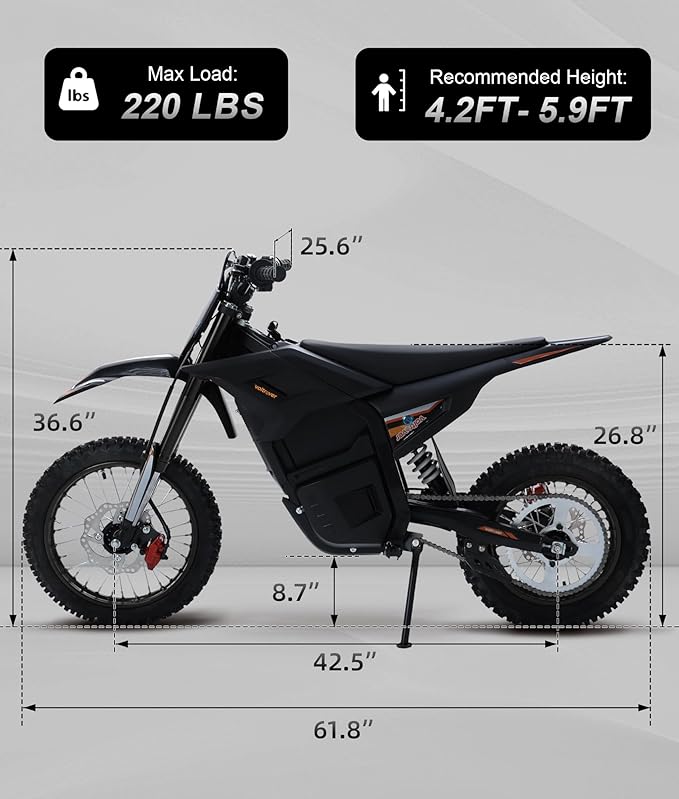 Electric Dirt Bike for Adults & Teens 13+, 2000W Off-Road Electric Motorcycle, 48V 21Ah Removable Battery, 37MPH Fat Tire E Dirt Bike with Hydraulic Brakes, Family Trail Riding Gift-Black
