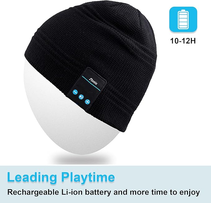 Bluetooth Beanie for Men Hat with Headphones,Unisex Tech Gifts Stocking Stuffers Adults