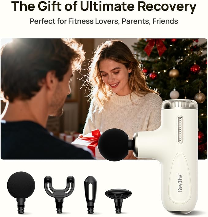 Super Mini Massage Gun Deep Tissue with 4-10mm Adjustable Amplitude, Portable Handheld Electric Back Massager for Neck Shoulder Pain Relief, Quiet for Home Gym, Men & Women, Athletes, White