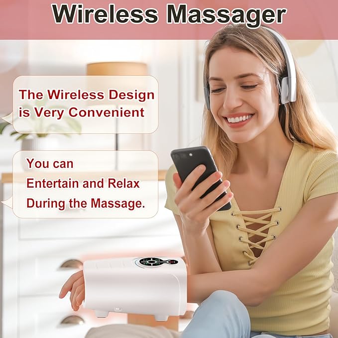AERLANG Hand Massager,Birthday gifts for women Mom,Valentines Day Gifts for Her Hand Massage Machine with Heat and compression Electric Hand Massager for Arthritis and Carpal Tunnel Cordless Massagers