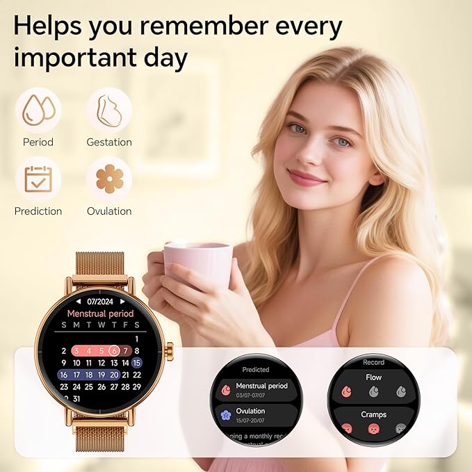 Smart Watches for Women,1.27" HD Fitness Tracker Answer,Make Call,Heart Rate,Sleep,SpO2,Round Smart Watch for iPhone/Samsung/Android,IP68 Waterproof,110+ Sport Mode-Rose Gold