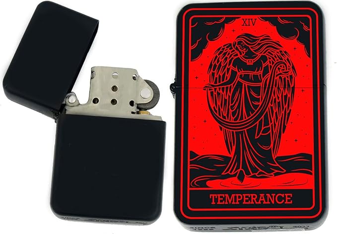 Custom Tarot Card - 24 Major Arcana Cards Available Laser Engraved Unique Collectible s Infinity Black Matt Windproof Lighters! (Themperance Red) - Christmas, Halloween & Valentines Day Gift
