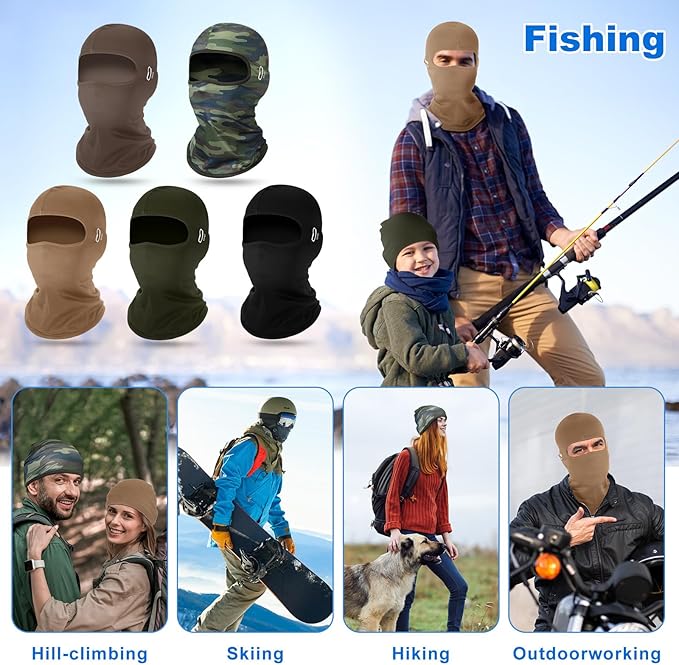 Suhine 5 Pcs Winter Balaclava Ski Mask Windproof Thermal Full Face Mask Cold Weather Balaclava with Reflective Stripe