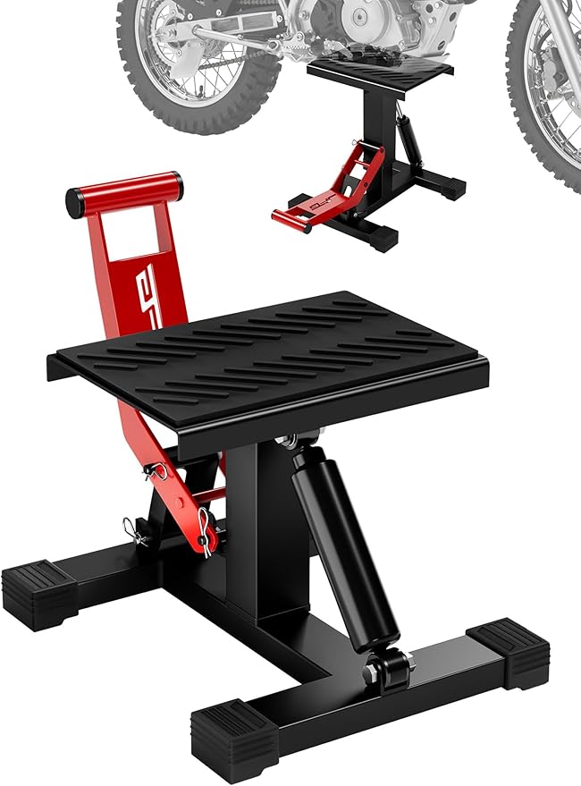 JFG RACING Motorcycle Dirt Bike Stand 1000Lbs Capacity Lift Jack Hoist Table Height Adjustable Lifting Stand Ideal for Dirt Pit Bike Repair&Maintainance,Dirt Bike Accessories