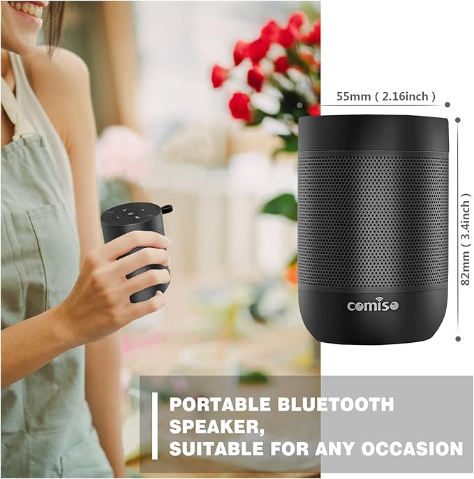 Bluetooth Speaker, Portable Bluetooth Speakers with Wireless Stereo Pairing, Built in Mic, 360° HD Sound,IP65 Waterproof Speaker,Support TF Card, for Home/Party/Outdoor/Beach, Gift For Men/Women-Black