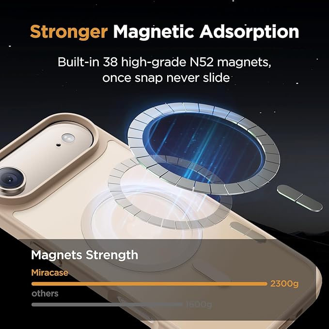Miracase Magnetic for iPhone Air Case with Screen Protector(Compatible with MagSafe), Slim Thin Translucent Matte Military-Grade Protected Phone Cover for iPhone 17 Air 6.5", Gold